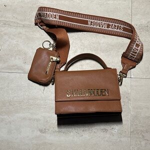 Steve Madden Tan Messenger Bag with Logo Strap